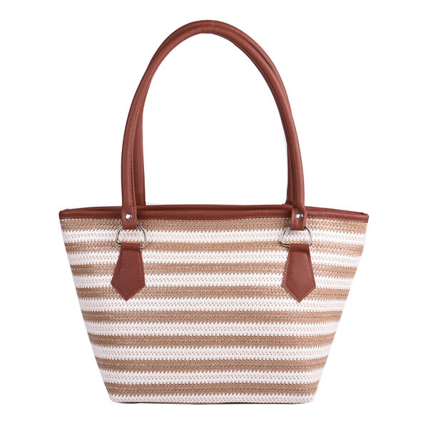 Handtasche f&uuml;r Damen, Braun und Wei&szlig;