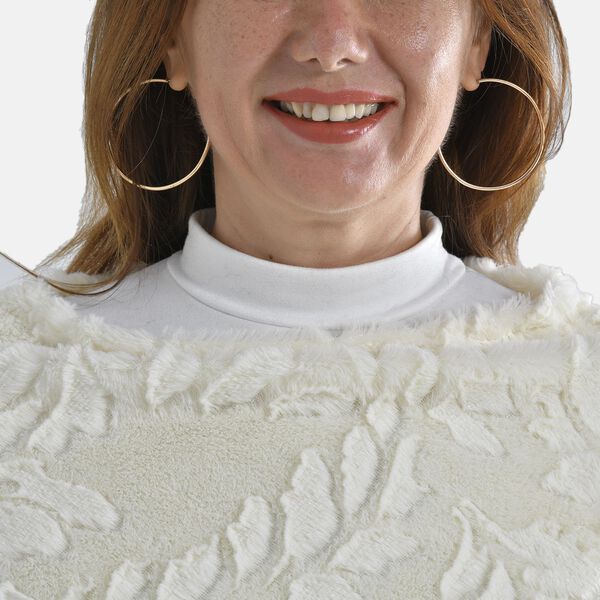 Kunstfell Poncho mit Blattmuster, Weiß image number 5