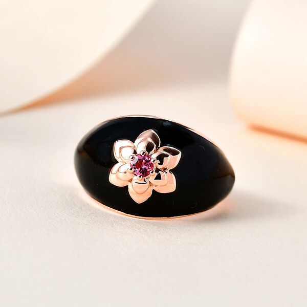 GP Italienische Garten Kollektion - Rosa Turmalin, Kanchanaburi Blauer Saphir Ring 925 Silber Roségold Vermeil (Größe 21.00) ca. 0.15 ct image number 2