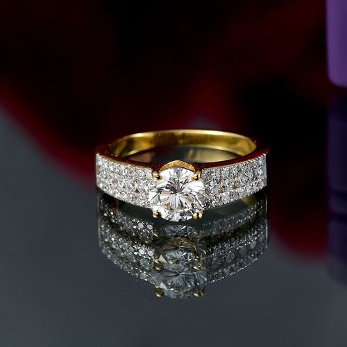 LUXURIANT DIAMOND - Lab Grown Diamant SI Ring 925 Silber 750 Gelbgold Vermeil (Größe 17.00) ca. 1.51 ct image number 1