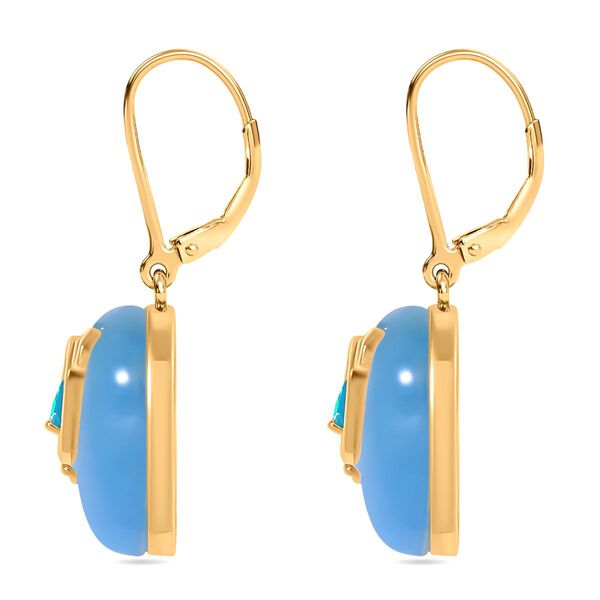 Blaue Jade, Miami Blau Welo Opal Ohrringe 925 Silber Gelbgold Vermeil ca. 17,00 ct image number 4
