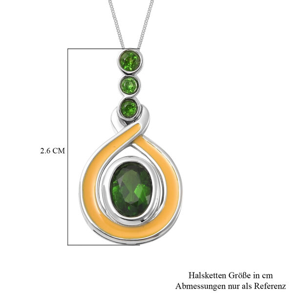 Nat&uuml;rlicher Chromdiopsid Anh&auml;nger mit Kette 45 cm. 925 Silber rhodiniert ca. 0,74 ct image number 6