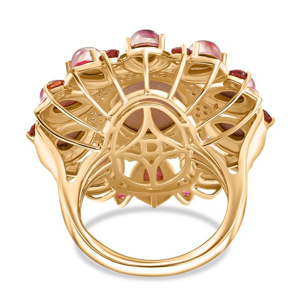 D'Joy Maulbeer Mondstein Ring 925 Silber 750 Gelbgold Vermeil (Gr&ouml;&szlig;e 16.00) ca. 11,31 ct image number 6