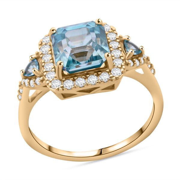 AAA blauer Zirkon und Diamant-Ring in 585 Gold - 5,05 ct. image number 3