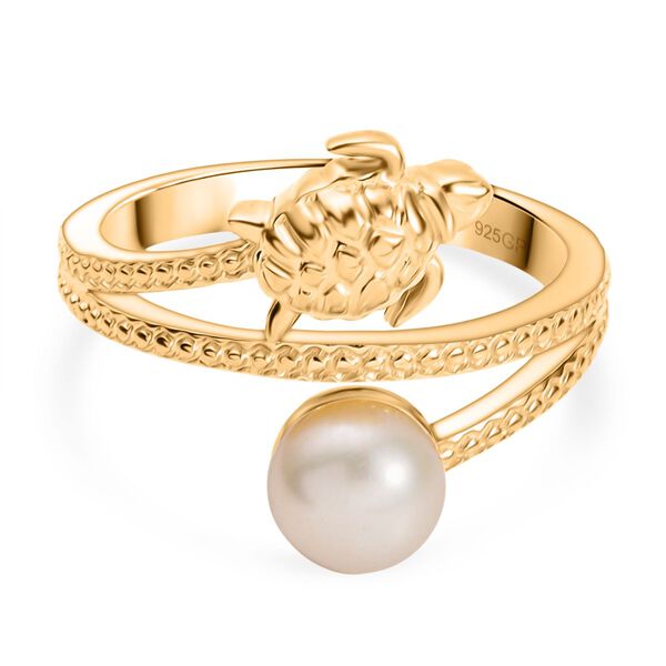 GP Trionfo Kollektion - S&uuml;&szlig;wasser Perle, Kanchanaburi Blauer Saphir Ring 925 Silber 750 Gelb Vergoldet (Gr&ouml;&szlig;e 17.00)