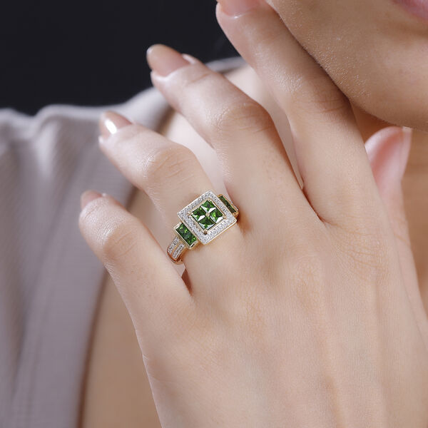 Nat&uuml;rlicher Chromdiopsid und Zirkon-Ring - 1,90 ct. image number 2