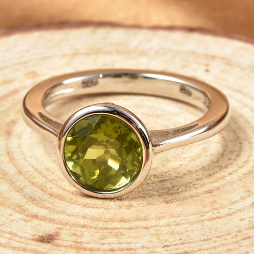 Peridot Solitär Ring 925 Silber Rhodium-Überzug image number 1