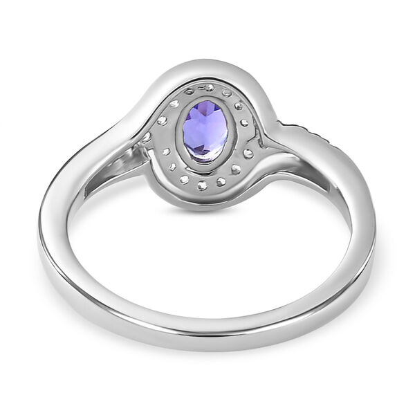 AAA Tansanit und Zirkon-Ring, 925 Silber platiniert, ca. 0.83 ct image number 6