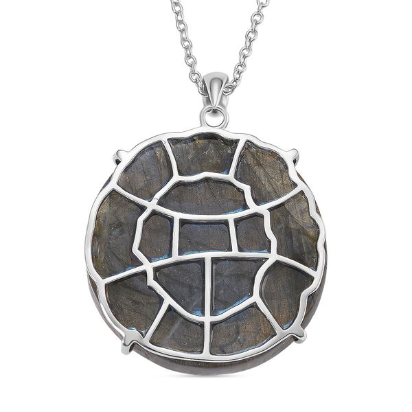 LabradoritLöwe  Anhänger mit Kette ca. 50cm, 925 Silber rhodiniert ca. 64.00 ct image number 4