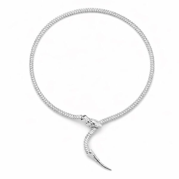 Verstellbare, wei&szlig;e Zirkonia Halskette in Silberton, 50-66cm image number 3