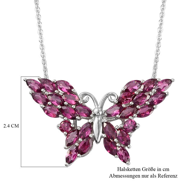 Rhodolith Granat Schmetterling Anhänger mit Silberkette 50 cm 925 Silber platiniert ca. 5,19 ct image number 6