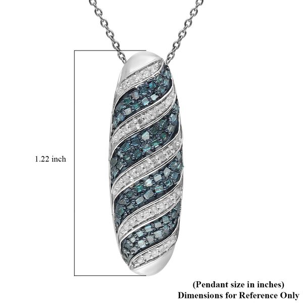 Blauer und wei&szlig;er Diamant-Anh&auml;nger mit Kette in Silber image number 6