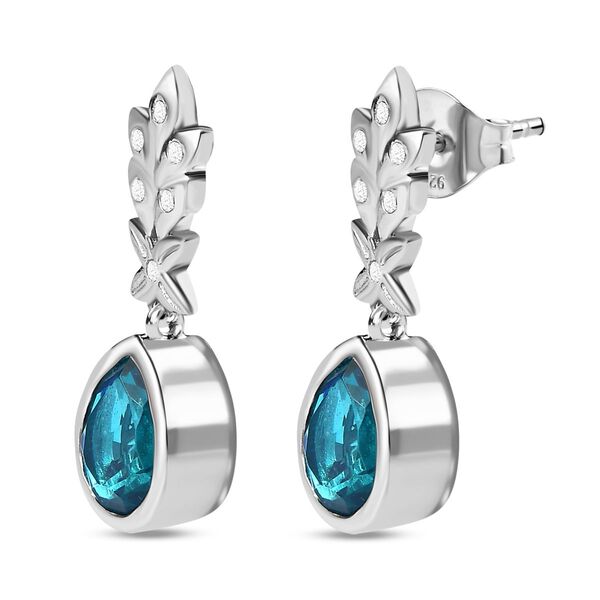 Paraiba Pfau Triplett Quarz und Zirkon Ohrringe - 5,42 ct. image number 3