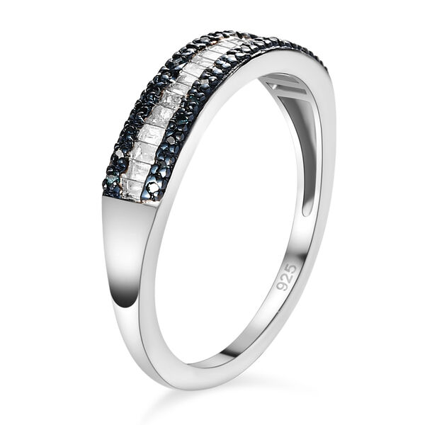 Wei&szlig;er und blauer Diamant Ring, 925 Silber platiniert (Gr&ouml;&szlig;e 20.00) ca. 0.25 ct image number 5