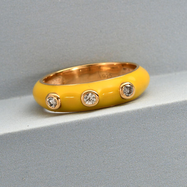 Diamant Ring 925 Silber vergoldet  ca. 0,10 ct image number 2