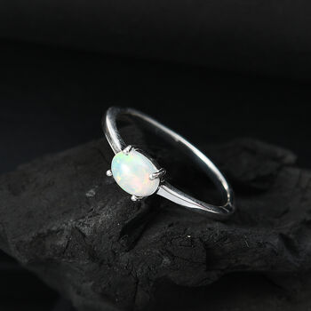 AA Nat&uuml;rlicher, &auml;thiopischer Welo Opal Ring 925 Silber (Gr&ouml;&szlig;e 21.00) ca. 0,53 ct