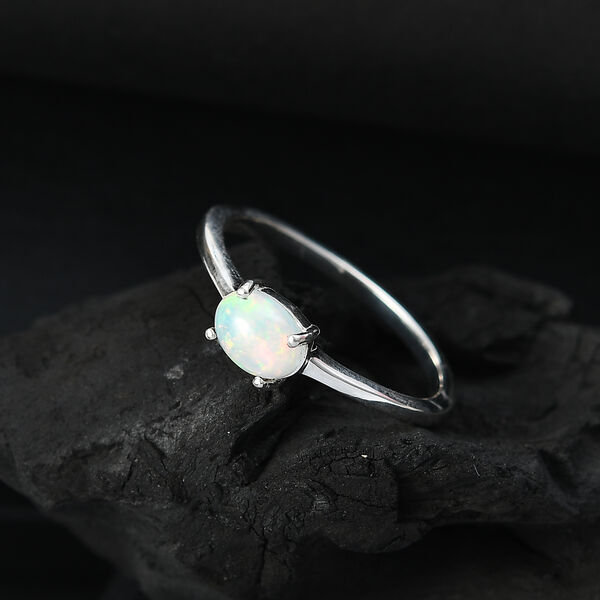 AA Nat&uuml;rlicher, &auml;thiopischer Welo Opal Ring 925 Silber (Gr&ouml;&szlig;e 21.00) ca. 0,53 ct image number 1