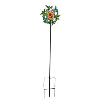 Solar Gartenleuchte Windrad, Eisen, 140 cm, Mehrfarbig