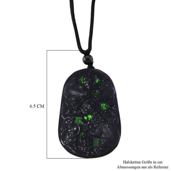 Majest&auml;tischer W&auml;chter - Schwarzer Jadeit- Drachen, Halskette Flexibles cm ca. 95.00 ct image number 7
