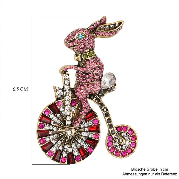 Mehrfarbiger Kristall Brosche Antikes Gold image number 4