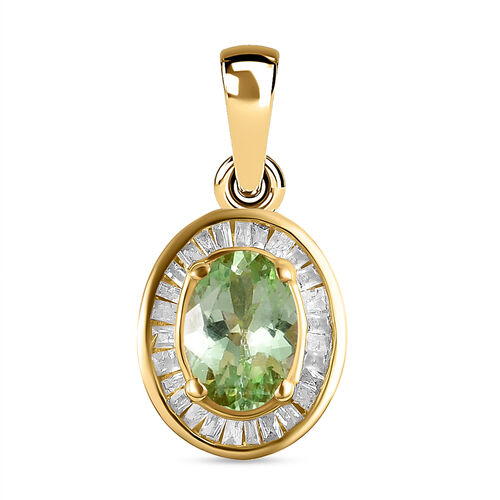 Natürlicher Merelani-Mint Granat und weißer Diamant-Anhänger, 925 Silber Gelbgold Vermeil ca. 1.02 ct image number 0