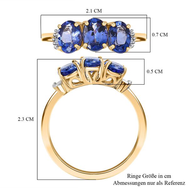AAA Tansanit und Diamant Ring in 585 Gelbgold - 2,02 ct. image number 5