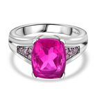 Orchidee Farbe Quarz Triplette, Rosa Zirkonia Ring Edelstahl (Größe 17.00) ca. 4,68 ct
