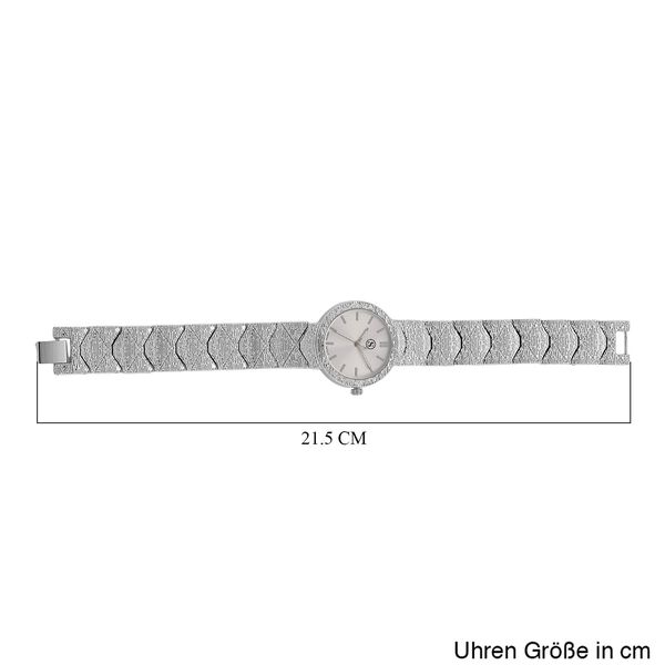 STRADA - Japanisches Uhrwerk, Wei&szlig;es Zifferblatt mit silberplattiertem Alloy Armband, 20 cm image number 9