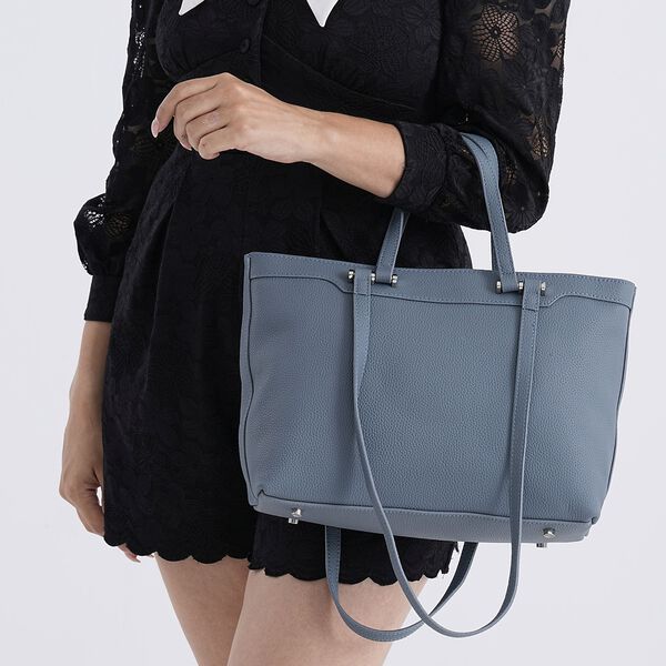 Leder-Shopper mit Doppelhenkel, 30x12x23 cm, Marineblau image number 4