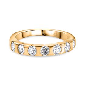 Moissanit Ring 925 Silber Gelbgold Vermeil (Größe 18.00) ca. 0,74 ct