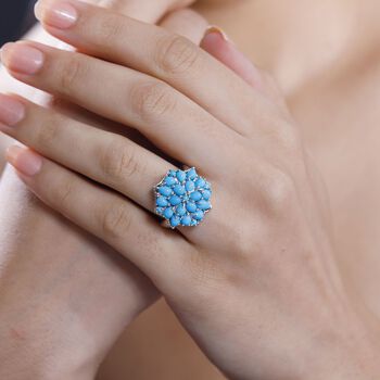 AA Amerikanischer nat&uuml;rlicher Sleeping Beauty T&uuml;rkis Ring 925 Silber rhodiniert (Gr&ouml;&szlig;e 17.00) ca. 3.24 ct