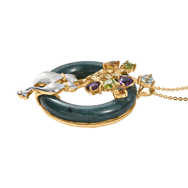 GP - Olmek Jade, Himmelblauer Topas Schmuckset ca. 50 cm 925 Silber 750 Gelbgold Vermeil ca. 27.47 ct image number 4