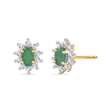 D'Joy AA Smaragd, Wei&szlig;er Zirkon Ohrringe 925 Silber Vergoldet ca. 1.32 ct