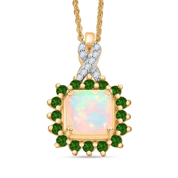 D'Joy äthiopisches Welo Opal, Chromdiopsid und Moissanit Schmuckset image number 1