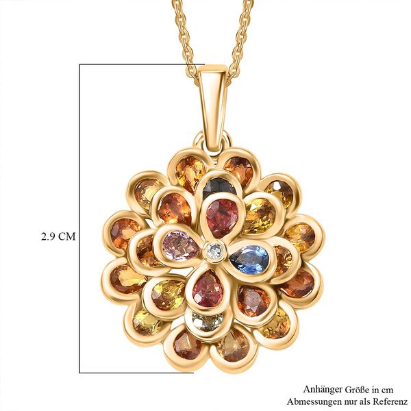 D'Joy AA Blauer Saphir, Mehrfarbig Saphir Schmuckset ca. 50 cm 925 Silber 750 Gelbgold Vermeil ca. 3.44 ct image number 6