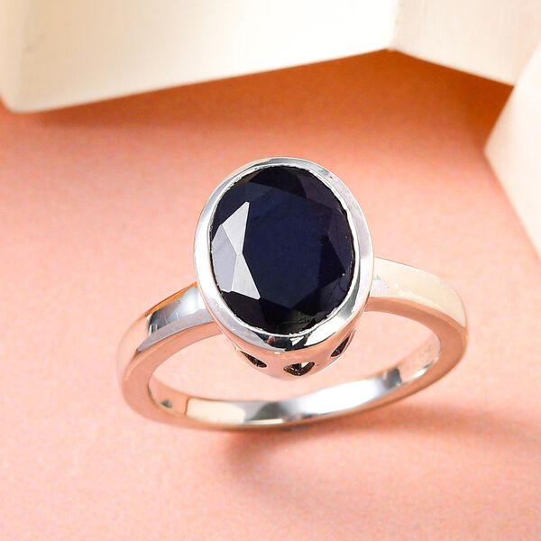 Masoala Saphir (Fissure gef&uuml;llt)-Ring, 925 Silber platiniert (Gr&ouml;&szlig;e 20.00) ca. 4.98 ct image number 2