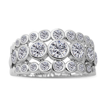Lustro Stella - Wei&szlig;er Zirkonia-Ring, 925 Silber rhodiniert (Gr&ouml;&szlig;e 19.00) ca. 0,67 ct