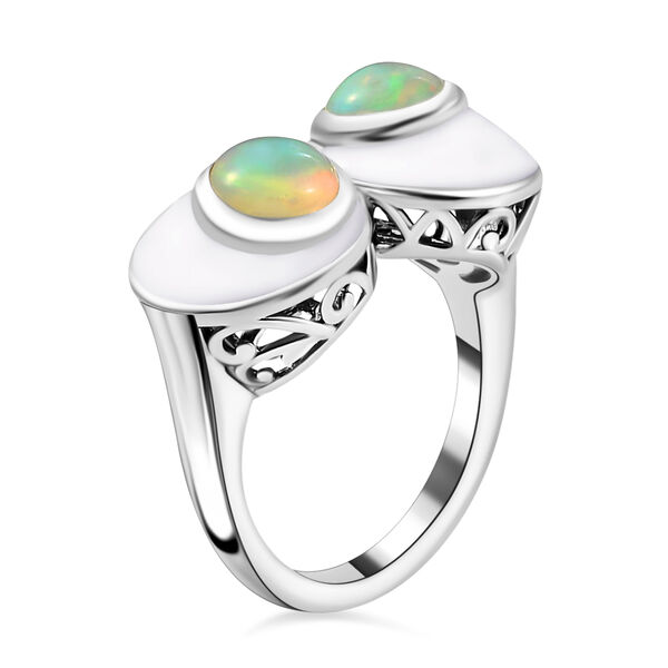 Natürlicher Äthiopischer Opal Ring 925 Silber platiniert  ca. 1,02 ct image number 5