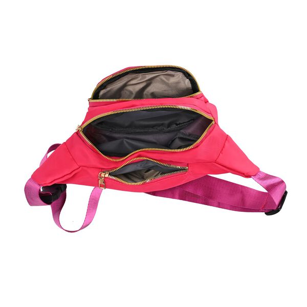 Multifunktionale RFID-geschützte Nylon Gürteltasche mit Schnellverschluss, 36x4x13cm, Rosa image number 8