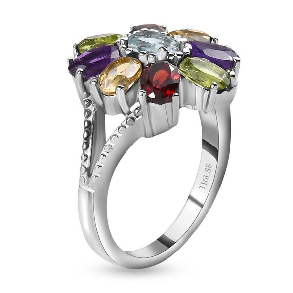 5er Set- Mehrfarbiger Ring, Armband, Ohrringe und Anhänger mit Kette, Schmuckset, Größe (16.00), Edelstahl ca. 22.40 ct image number 6