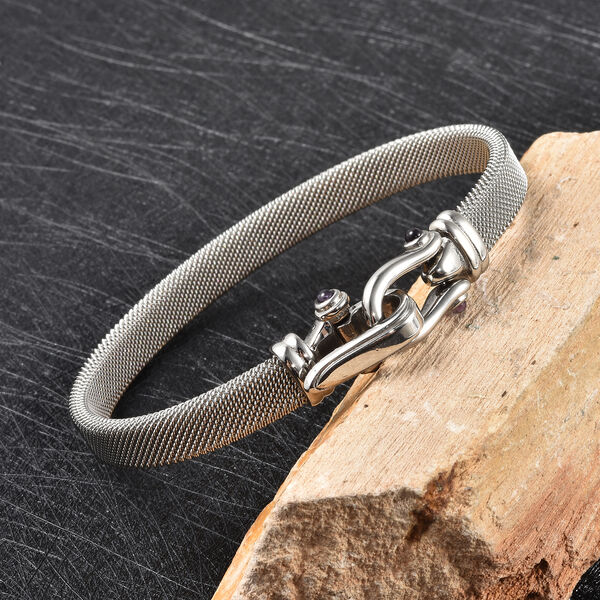 Afrikanischer Amethyst-Armreif, 20 cm, Edelstahl ca. 0,13 ct image number 2