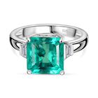 Smaragd-Quarz Triplette, Weißer Topas Ring 925 Silber rhodiniert (Größe 19.00) ca. 5,79 ct