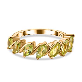Nat&uuml;rlicher Peridot Ring, 925 Silber Gelbgold Vermeil (Gr&ouml;&szlig;e 17.00) ca. 1.74 ct