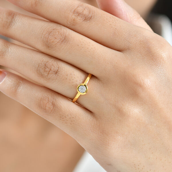 D'Joy wei&szlig;er Diamant Ring, 925 Silber 750 Gelbgold Vermeil image number 3