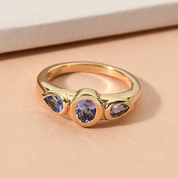 Tansanit Ring 925 Silber vergoldet  ca. 0,79 ct image number 2