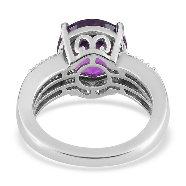 Afrikanischer Amethyst und Zirkon Ring 925 Silber platiniert image number 6