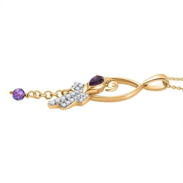 GP Trifono Kollektion - Afrikanischer Amethyst, Zirkon und blauer Saphir-Anhänger mit 50cm Kette - 0,78 ct. image number 3