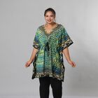 V-Ausschnitt bedruckter Kaftan, Einheitsgr&ouml;&szlig;e Gr&uuml;n