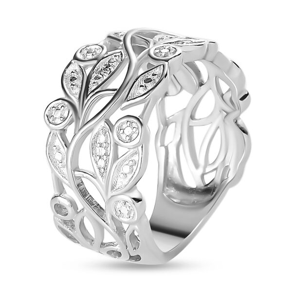 ALLORO platinierter Silberring mit Diamantakzenten image number 5