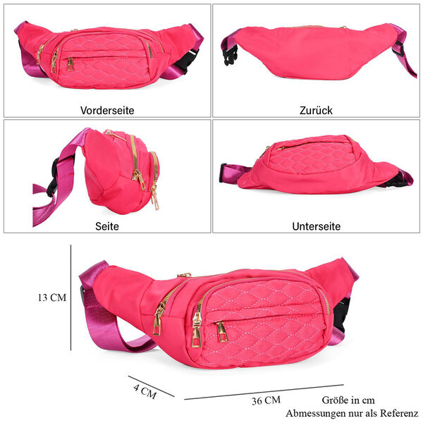 Multifunktionale RFID-gesch&uuml;tzte Nylon G&uuml;rteltasche mit Schnellverschluss, 36x4x13cm, Rosa image number 5
